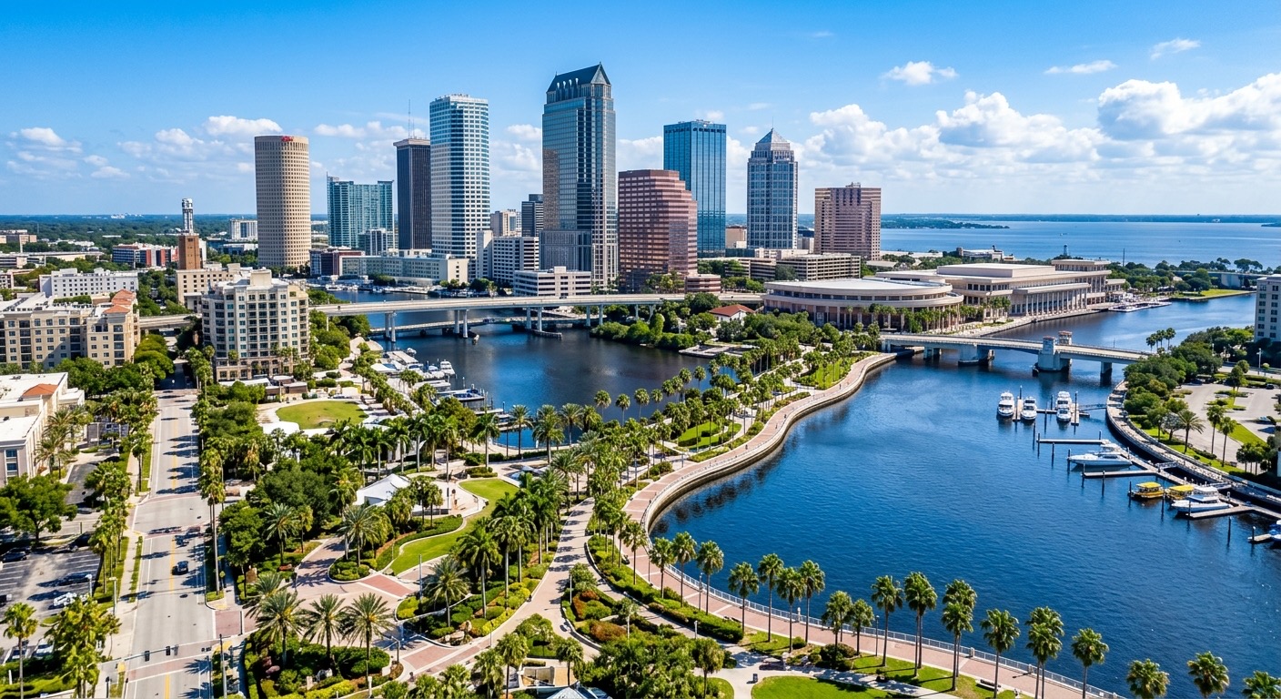 Tampa skyline and Riverwalk